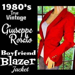 ▪️VTG▪️GIUSEPPE ROSATO▪️1980's Red Boyfriend Blazer Jacket